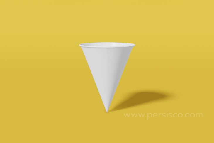 paper cone cup with yellow background